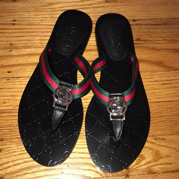 Gucci | Shoes | Gucci Gg Thong Web Flip Flops Sandals | Poshmark